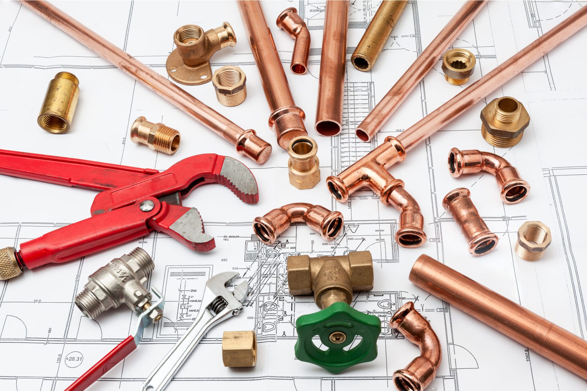 Copper pipe fittings and plumbing parts for Tarpon Springs, Florida repairs