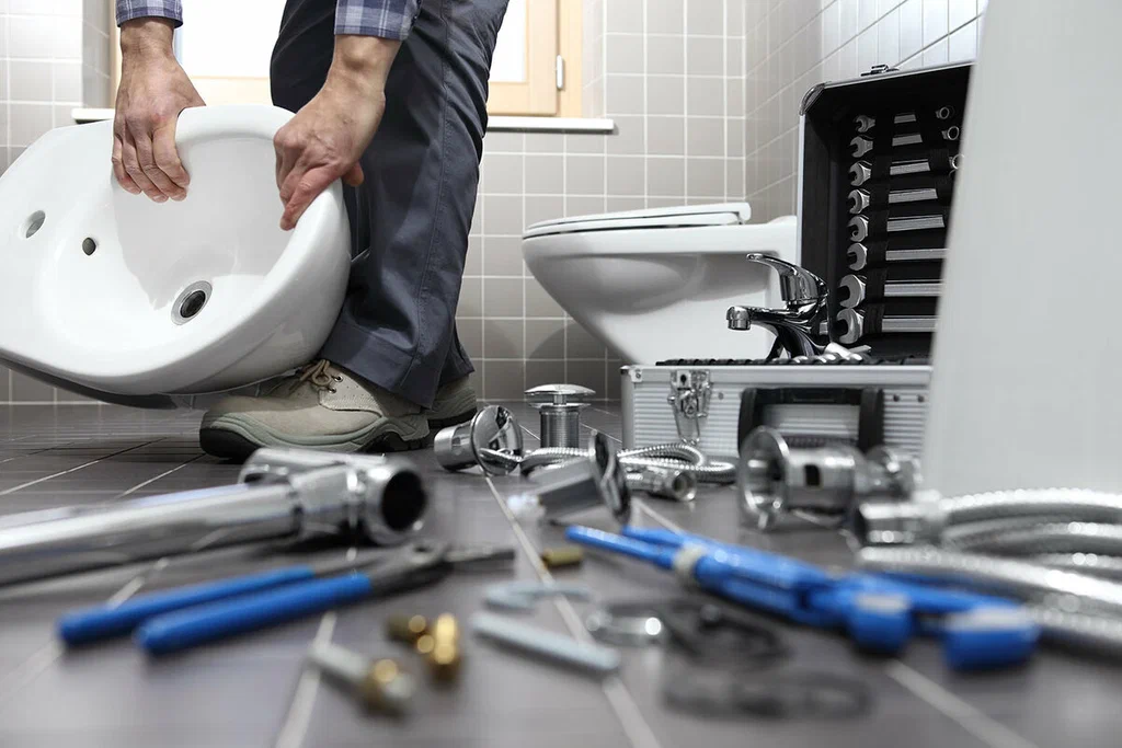 Plumbing tools prepared for a bathroom repair in Tarpon Springs